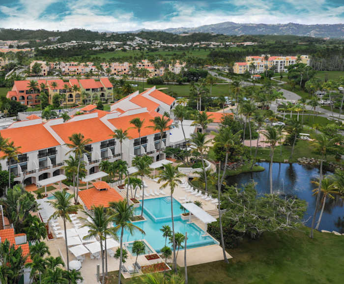 Hotel and pool view.